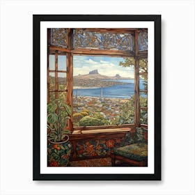 A Window View Of Cape Town In The Style Of Art Nouveau 2 Art Print