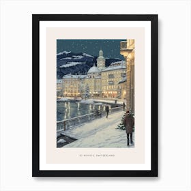 Vintage Winter Poster St Moritz Switzerland 1 Art Print