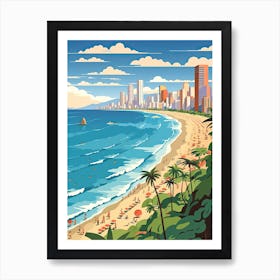 Ipanema Beach, Brazil, Flat Illustration 3 Art Print