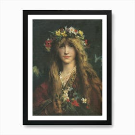 Girl With Flowers 1 Art Print