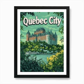 Aihrgdesign A Retro Travel Poster For Quebec City Art Print