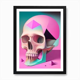 Skull With Surrealistic Elements 1 Pink Paul Klee Art Print