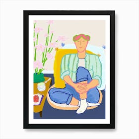 Woman Drinking Tea Art Print