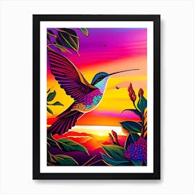 Hummingbird At Sunrise Marker Art Art Print