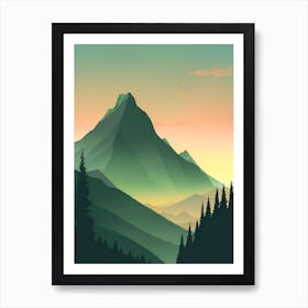 Misty Mountains Vertical Composition In Green Tone 136 Art Print