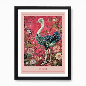 Floral Animal Painting Ostrich 2 Poster Art Print