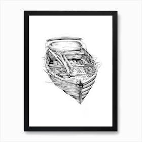 A Marine Boat Art Illustration In A Drawing Style 09 Art Print