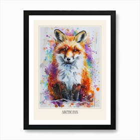 Arctic Fox Colourful Watercolour 2 Poster Art Print