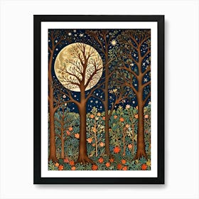 William Morris Moonlight In The Forest 104 Art Print