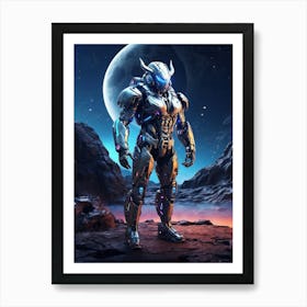 Ox In Cyborg Body #2 Art Print