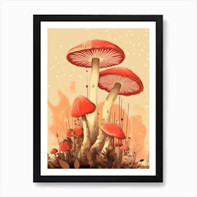 Retro Mushrooms 4 Art Print