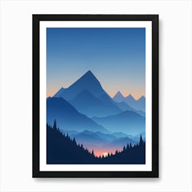 Misty Mountains Vertical Composition In Blue Tone 142 Art Print