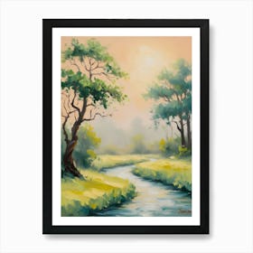 Stream And Trees Art Print