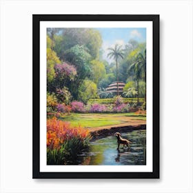 A Painting Of A Dog In Royal Botanic Gardens, Kandy Sri Lanka In The Style Of Impressionism 04 Art Print