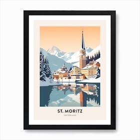 Vintage Winter Travel Poster St Moritz Switzerland 2 Art Print