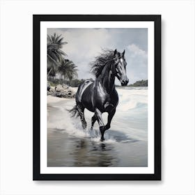 A Horse Oil Painting In Ao Nang Beach, Thailand, Portrait 3 Art Print
