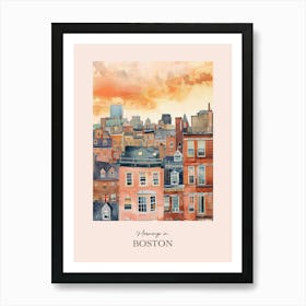 Mornings In Boston Rooftops Morning Skyline 3 Art Print