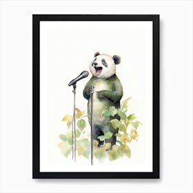 Panda Art Performing Stand Up Comedy Watercolour 2 Art Print