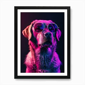 Beautiful Dog Under Neon Lights 23 Art Print