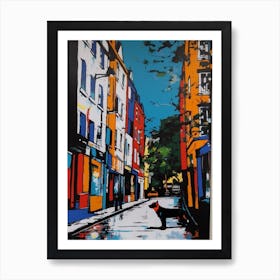 Painting Of A London With A Cat In The Style Of Of Pop Art 1 Art Print