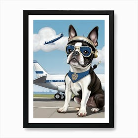 Boston Terrier Pilot- Reimagined Art Print