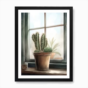 Fishook Cactus Window 3 Art Print