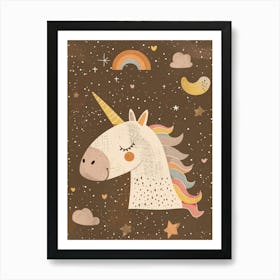 Unicorn Rainbow Doodle Illustration 2 Art Print