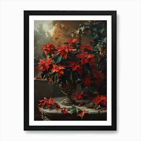 Baroque Floral Still Life Poinsettia 1 Art Print