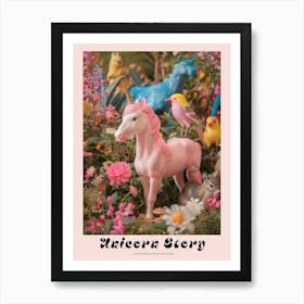 Plastic Pink Unicorn With Woodland Toy Friends Poster Art Print