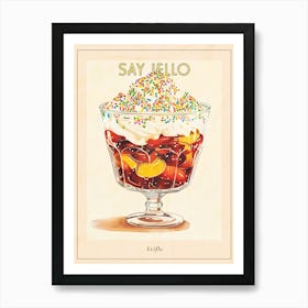 Retro Trifle With Rainbow Sprinkles Vintage Cookbook Inspired 3 Poster Art Print