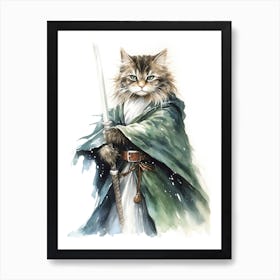 Norwegian Forest Cat As A Jedi 1 Art Print