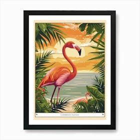 Greater Flamingo Caribbean Islands Tropical Illustration 5 Poster Poster