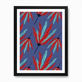 Red And Blue Leaves Art Print