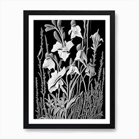 Marsh Bellflower Wildflower Linocut 1 Art Print