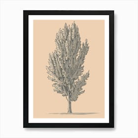 Poplar Tree Minimalistic Drawing 2 Art Print