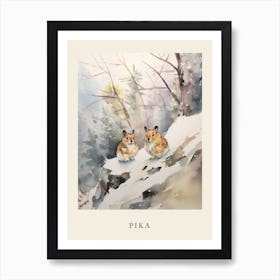 Winter Watercolour Pika 6 Poster Art Print