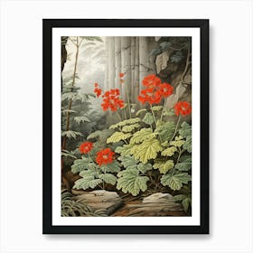 Vintage Jungle Botanical Illustration Jungle Geranium 3 Art Print