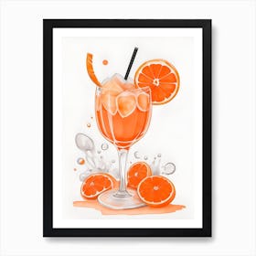 Aperol With Ice And Orange Watercolor Vertical Composition 21 Art Print