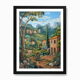 Dinosaur In An Ancient Village Painting 4 Art Print