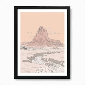 Mount Roraima Venezuela Brazil Color Line Drawing (5) Art Print