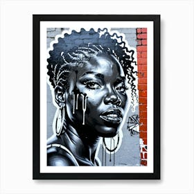 Graffiti Mural Of Beautiful Black Woman 350 Art Print