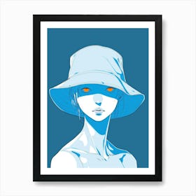 Blue Hat 6 Art Print