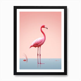 Minimalist Greater Flamingo 2 Illustration Art Print