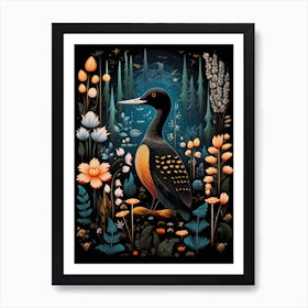 Folk Bird Illustration Common Loon 3 Art Print