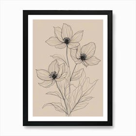 Floral Line Art Print (7) Art Print