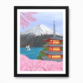 Pink Cherry Blossoms in Tokyo, Japan Art Print