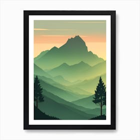 Misty Mountains Vertical Composition In Green Tone 75 Art Print