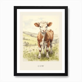 Beatrix Potter Inspired  Animal Watercolour Cow 2 Art Print