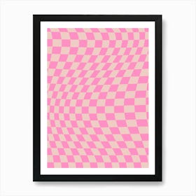 Warped Checkerboard Pink Art Print