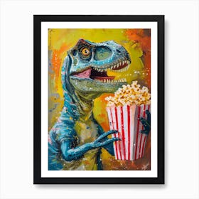 Dinosaur With Popcorn Brushstroke 3 Art Print